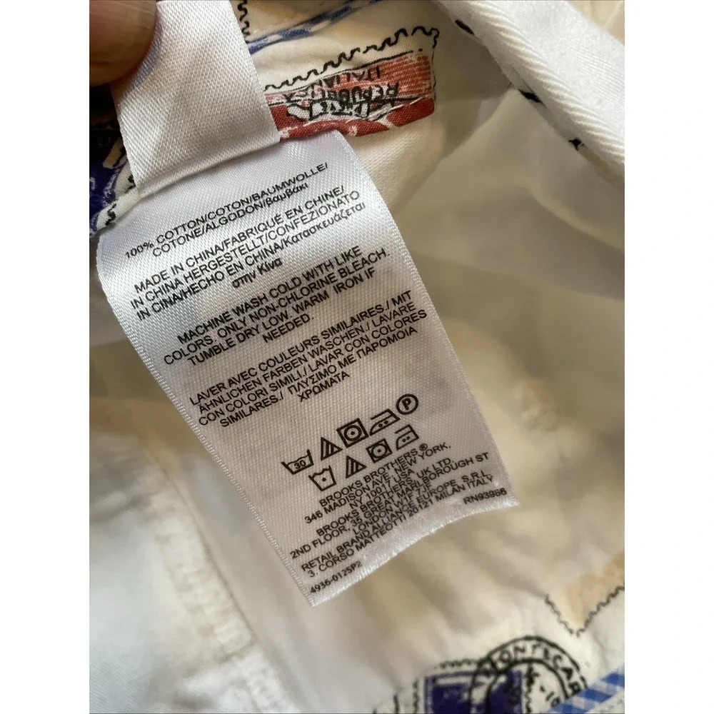 Brooks Brothers White Cotton Chino‎ Pants Embroidered Anchors Size 12 Straight